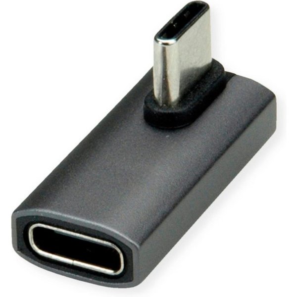 ROLINE USB4 Gen 3x2 Adapter Typ C ST/BU Computer-Adapter USB Typ C (USB-C) Männlich (Stecker) zu USB Typ C (USB-C) Weiblich (Buchse), Aluminium, 90°, gedreht