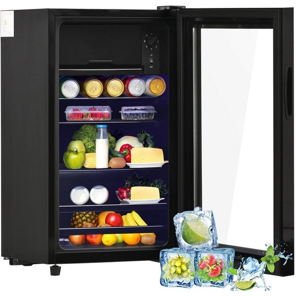 Rolipo Getränkekühlschrank 76L Kühlschrank mit Gefrierfach (6L+70L), 43dB 83 kWh/Jahr SC-76A, 71,6 cm hoch, 40 cm breit, 40×43,5×71,6cm, LED, verstellbare Glasb