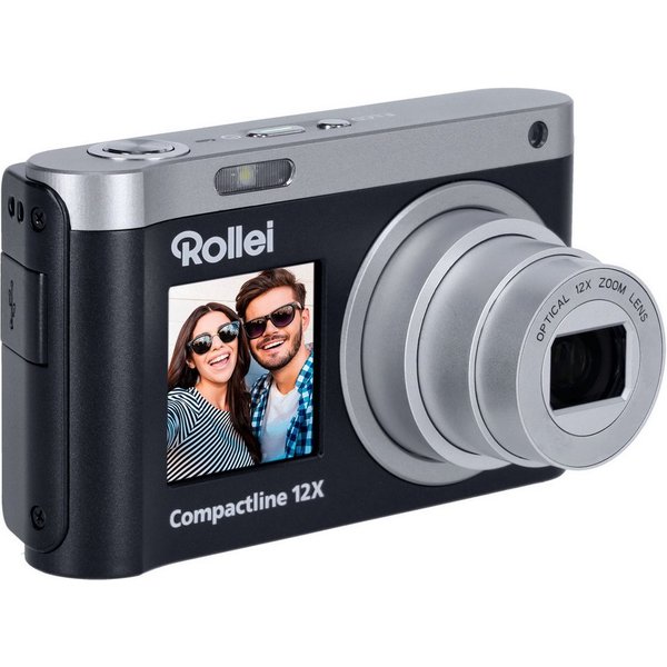 Rollei Compactline 12x Kompaktkamera (Kompaktkamera mit 12-fach Optik, 4K Video & Dual-Display)