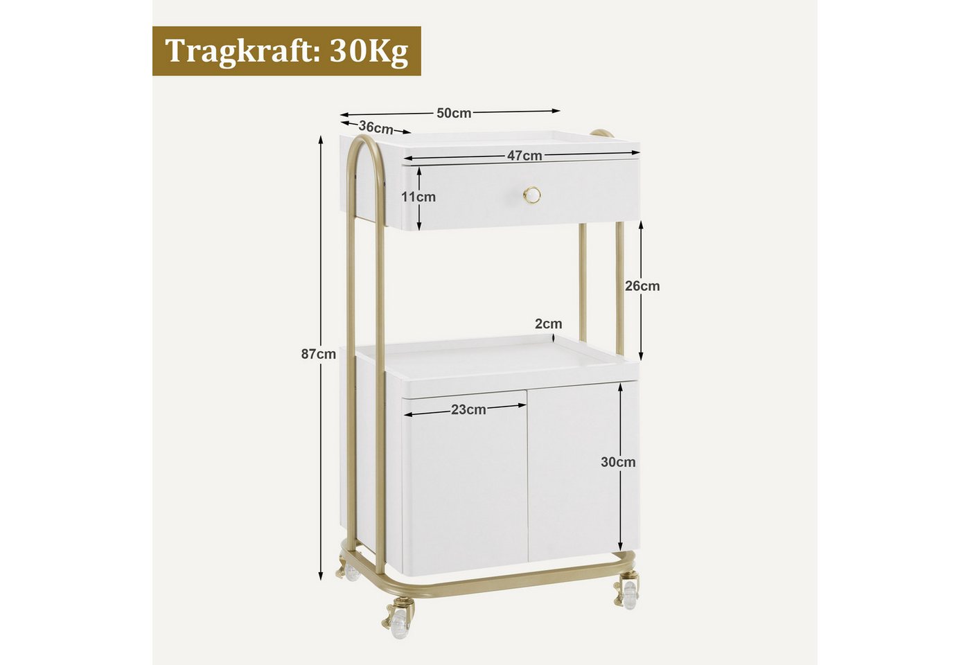MCombo Rollwagen M MCombo Servierwagen mit Rollen & Schublade, Rollwagen 0086 – Bild 3 von 5