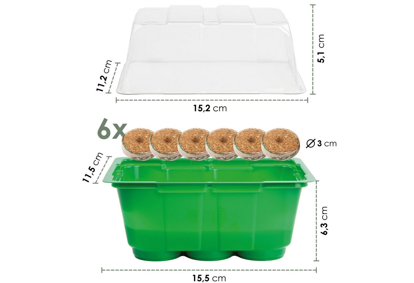 Romberg Gewächshaus Mini-Gewächshaus + Kokosscheiben, Maße 16x11,5x11cm Made in Germany, 1-St. – Bild 3 von 5