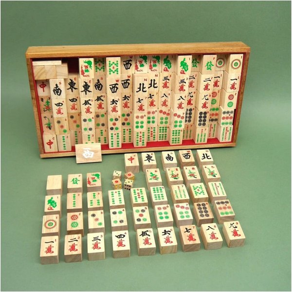 ROMBOL Denkspiele Spiel MAHJONG - chinesisches Gesellschaftsspiel, Strategiespiel, Holzspiel