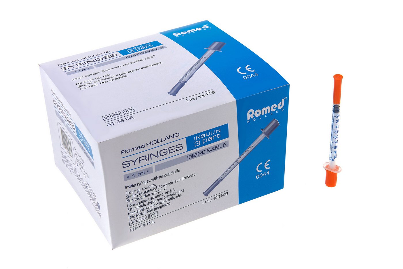 Romed Feindosierspritze Insulinspritzen U-100, steril, 100 I.E. / 1ml – Bild 2 von 5