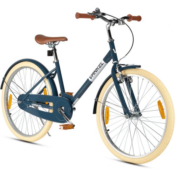 ROMICO Kinderfahrrad Kinderfahrrad 24 Zoll, 130–155 cm, Rücktrittbremse & Kettenschutz, 1 Gang, Vintage-Look, Creme-Reifen, Komfortsattel