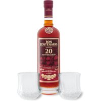 RON CENTENARIO Fundación Rum 20 Jahre + 2 Tumbler, 40% Vol
