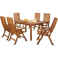 Gartenmöbel-Set 'Manja', 7-teilig, 6 Stühle, 1 Tisch 170/220 x 90 cm
