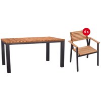 Gartenmöbel-Set 'Sassa' 7-teilig, 6 Sessel, 1 Tisch 150 x 90 cm