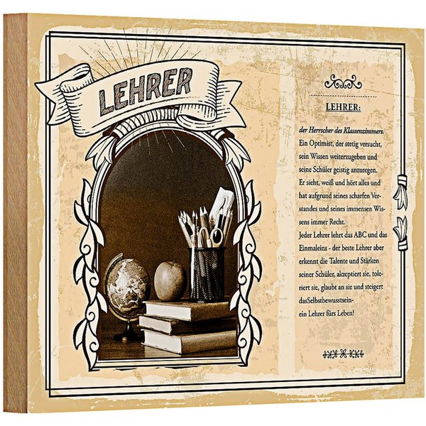 Roomando Holzbild Berufe 18x12cm Lehrer Herrscher Klassenzimmers