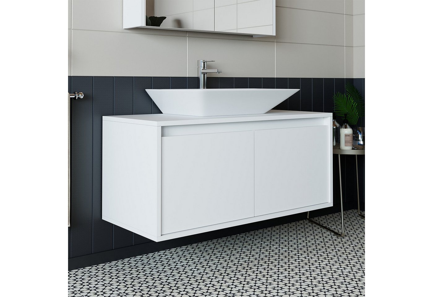 Roomart Badmöbel-Set ATLANTIC 100 cm, 5 Farben, opt. Keramik-Aufsatzbecken, Soft-Close, (Badezimmermöbel ATLANTIC 100cm in 5 Farben Unterschrank Waschbecken) – Bild 3 von 5