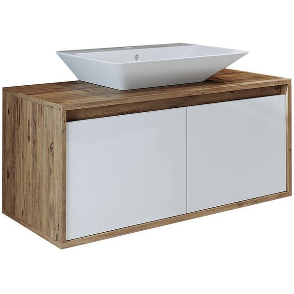 Roomart Badmöbel-Set ATLANTIC 100 cm, 5 Farben, opt. Keramik-Aufsatzbecken, Soft-Close, (Badezimmermöbel ATLANTIC 100cm in 5 Farben Waschtisch Unterschrank)