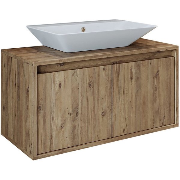 Roomart Badmöbel-Set ATLANTIC 85 cm, opt: mit Keramik-Aufsatzbecken in 4 Farben, (Badezimmermöbel ATLANTIC 85cm in 4 Farben Unterschrank)