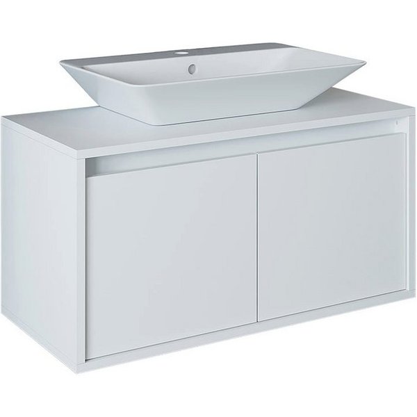Roomart Badmöbel-Set ATLANTIC 85 cm, opt: mit Keramik-Aufsatzbecken in 4 Farben, (Badmöbel ATLANTIC 85cm in 4 Farben Unterschrank ohne Waschbecken)