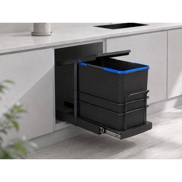 Roomart Einbaumülleimer Einbau-Mülleimer Küche ausziehbar 24L Mülleimersystem Unterschrank, 24L Einbau-Mülleimer, Unterschrank, manuell ausziehbar, in 2 Farben