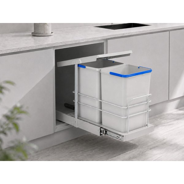 Roomart Einbaumülleimer Einbau-Mülleimer Küche ausziehbar 2×12L Mülltrennsystem Unterschrank, 2×12L Mülltrennung, Einbau Unterschrank, ausziehbar, in 2 Farben