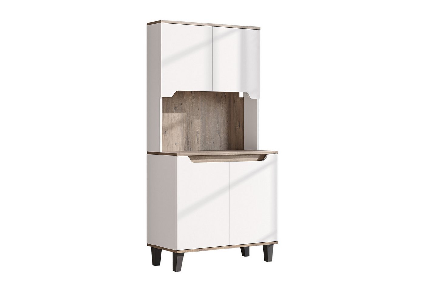 Roomart Küchenbuffet DEFNE mit Nische Kaffeebar Mikrowellenschrank Vorratsschrank, 5 Farben Offene Nische für Kaffeemaschine, 4 Türfächer – Bild 5 von 5