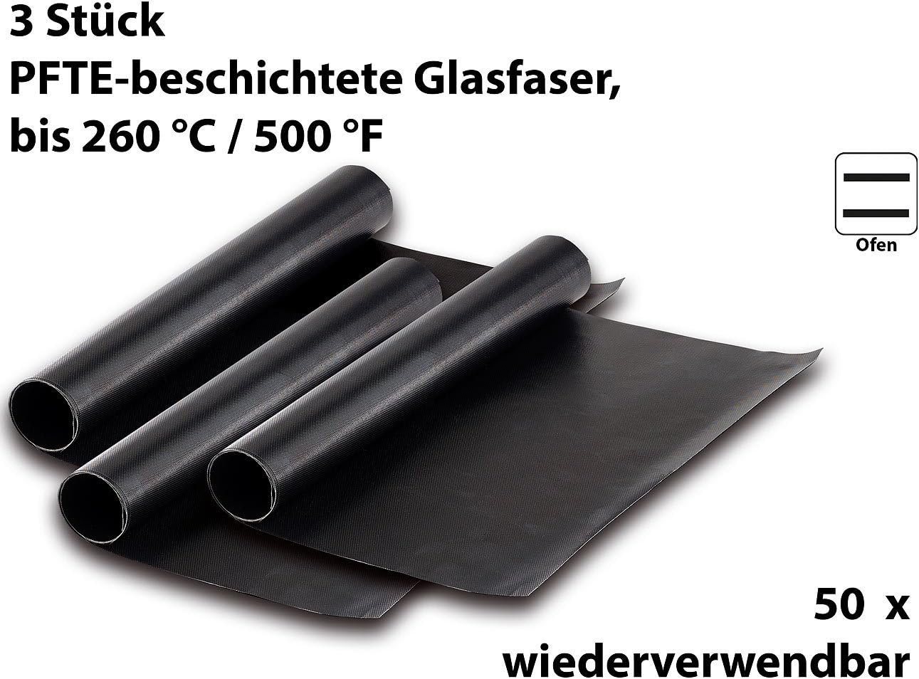 Rosenstein & Söhne Grillschale 3x Dauer-BBQ-Grillmatte Antihaft-Bratfolie aus Glasfaser Grillfolie – Bild 2 von 4