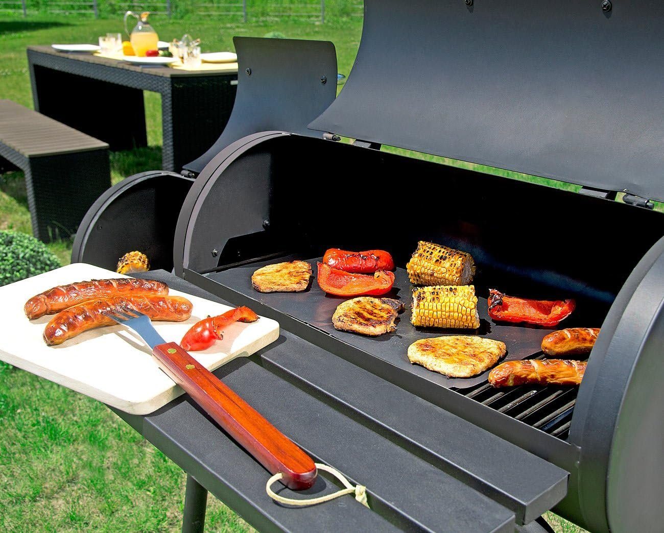 Rosenstein & Söhne Grillschale 3x Dauer-BBQ-Grillmatte Antihaft-Bratfolie aus Glasfaser Grillfolie – Bild 3 von 4