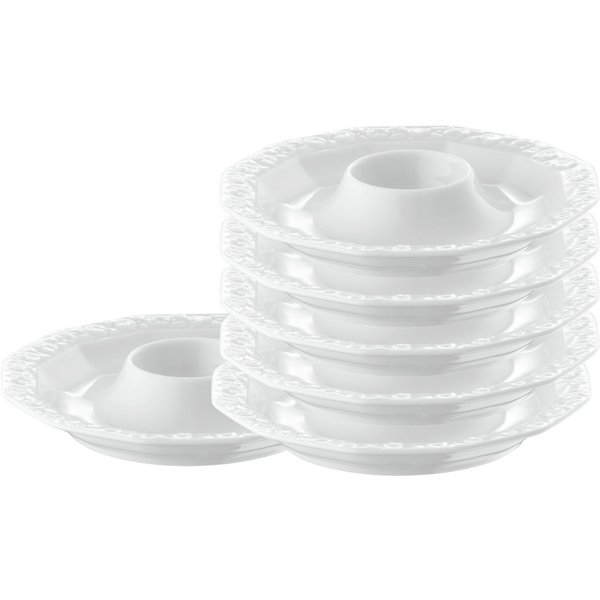 Rosenthal Geschirr-Set Maria Weiss Eierbecher mit Ablage Set6, Porzellan