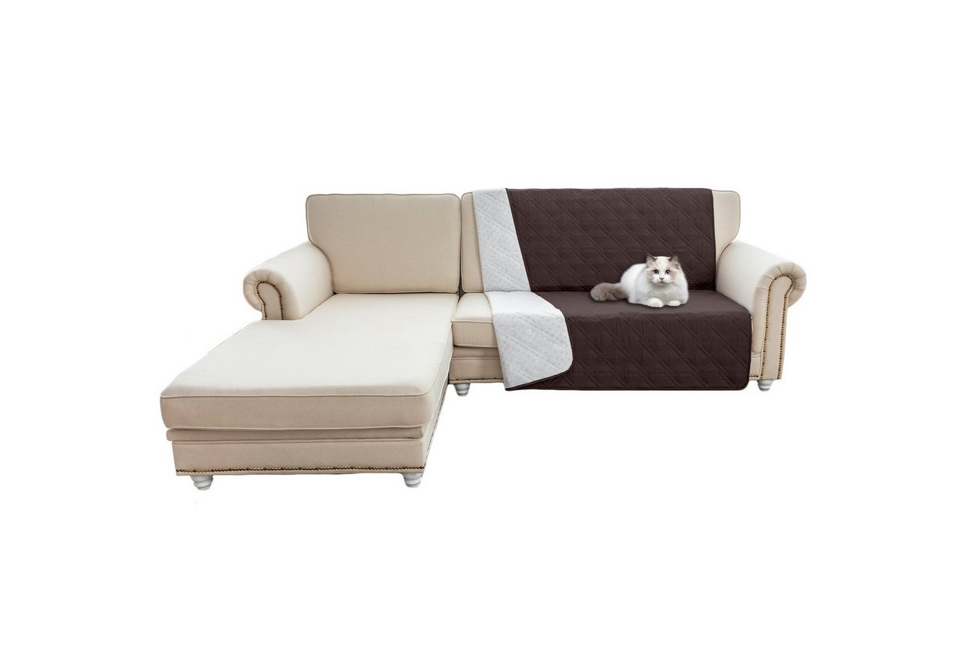 Rosnek Bettbezug Gesteppt, wasserdicht, rutschfest, für Bett Sofa Haustiermatte, (1 St) – Bild 3 von 5