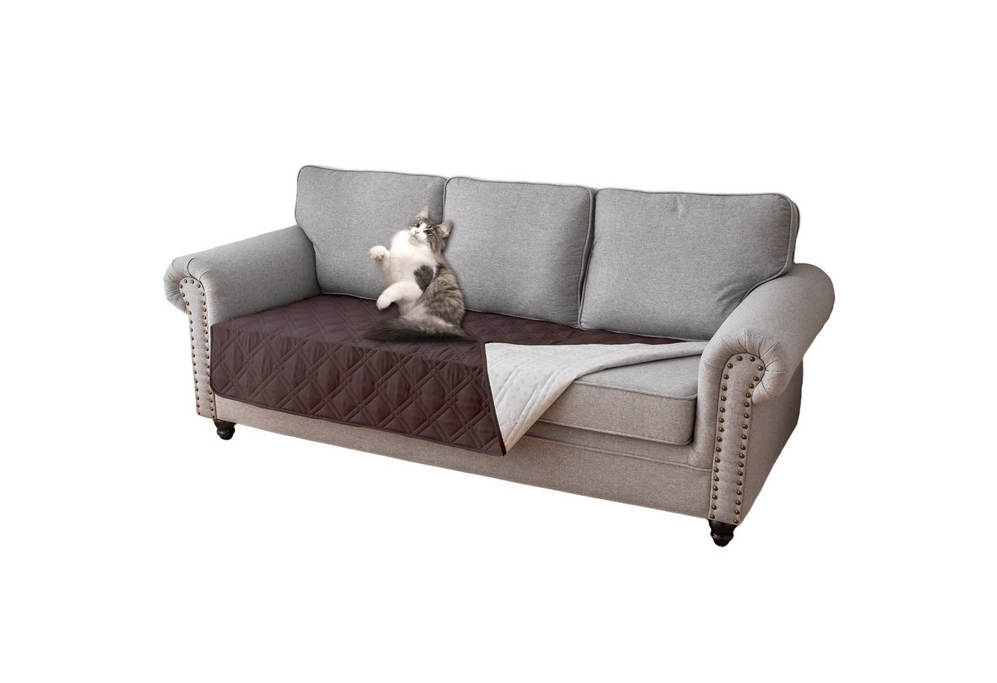 Rosnek Bettbezug Gesteppt, wasserdicht, rutschfest, für Bett Sofa Haustiermatte, (1 St) – Bild 4 von 5