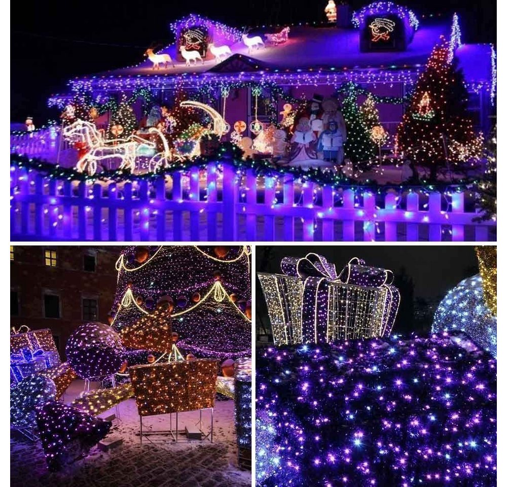 Rosnek LED-Lichterkette 10-100M, 8 Modi, für Weihnachten Party Urlaub, Hochzeit Deko, Blau Rot Grün Rosa Lila – Bild 3 von 5