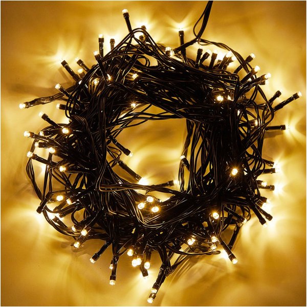 Rosnek LED-Lichterkette 20-100M, Speicherfunktion, Timer, für Weihnachtsbaum, 8 modi, Garten, Schwarzer Draht