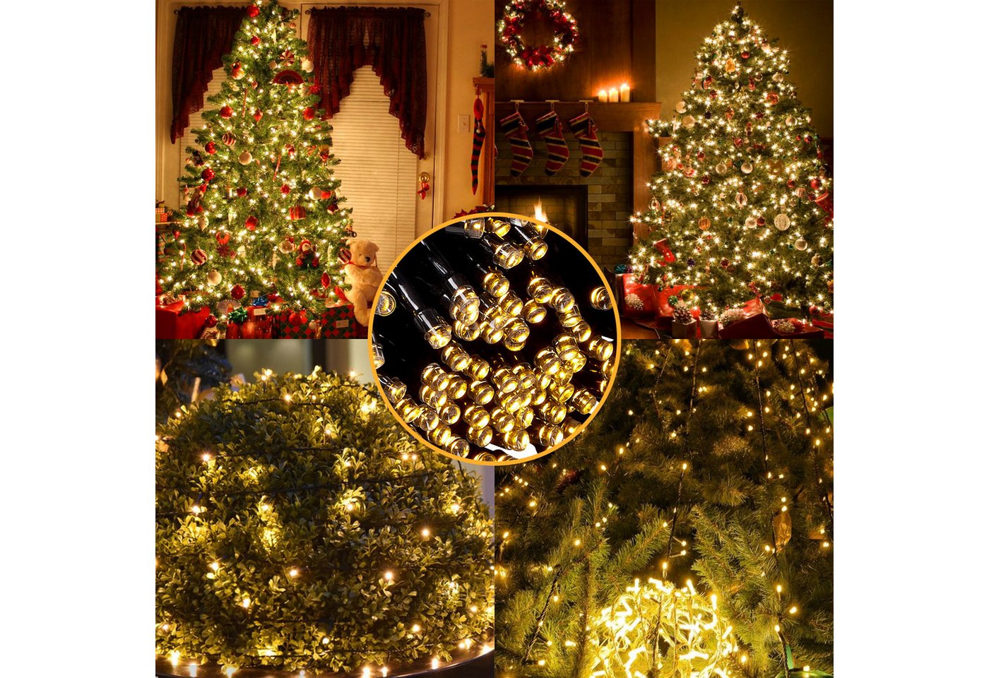 Rosnek LED-Lichterkette 20-100M, Speicherfunktion, Timer, für Weihnachtsbaum, 8 modi, Garten, Schwarzer Draht – Bild 5 von 5