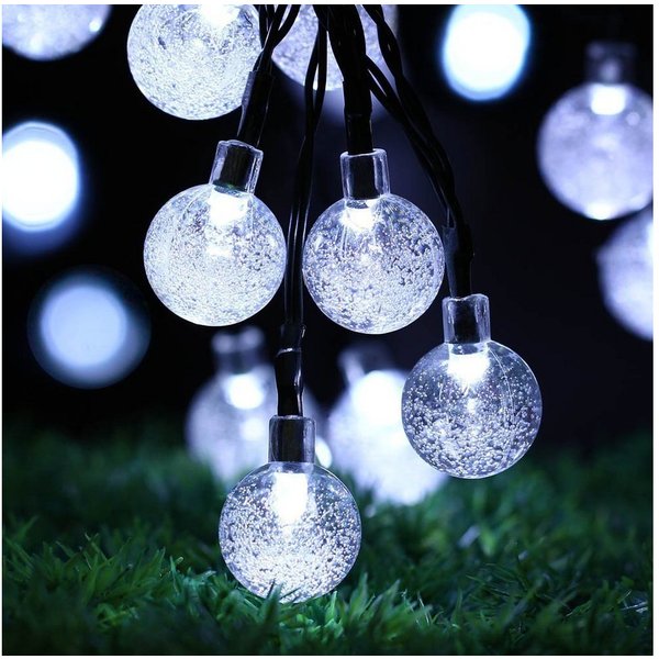 Rosnek LED-Lichterkette Lichterkette Außen Solar, Solar Lichterkette Aussen Kristall Kugeln, 5/9M Wasserdicht LED Solarlichterkette für Garten, Party, Weihnacht