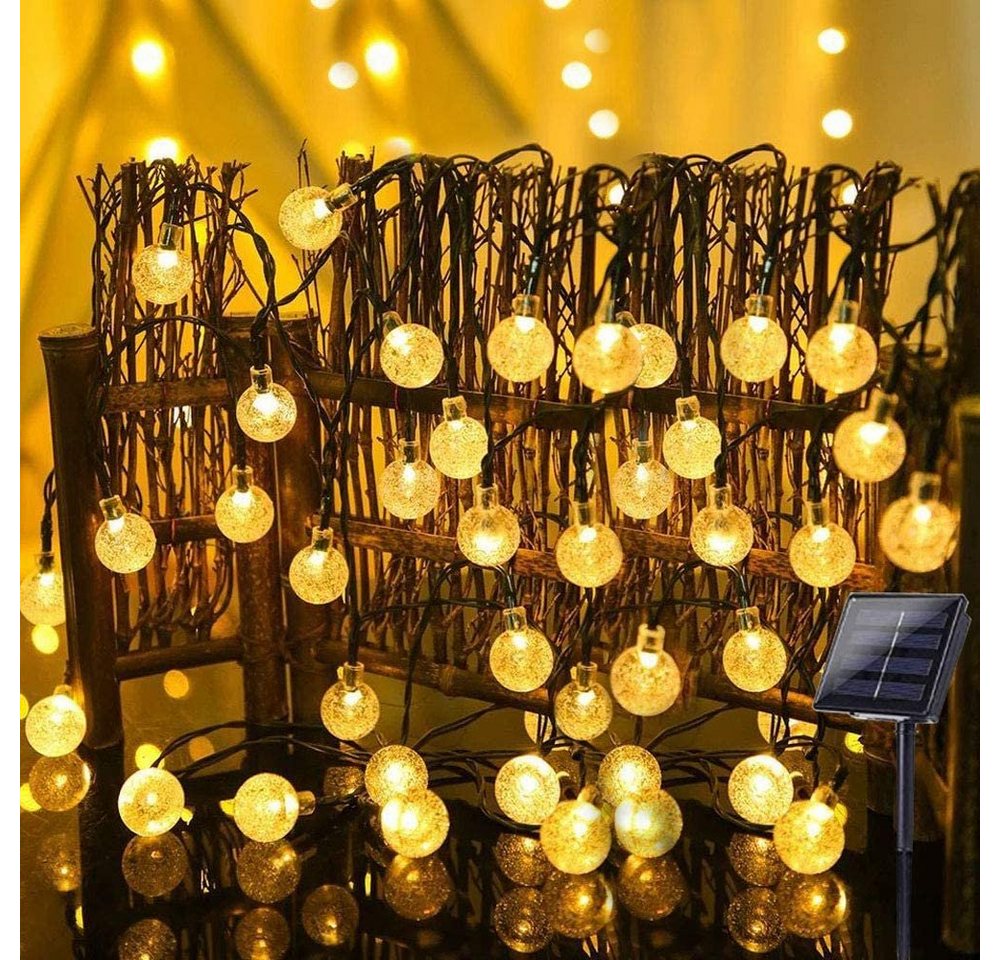 Rosnek LED-Lichterkette Lichterkette Außen Solar, Solar Lichterkette Aussen Kristall Kugeln, 5/9M Wasserdicht LED Solarlichterkette für Garten, Party, Weihnacht – Bild 4 von 5
