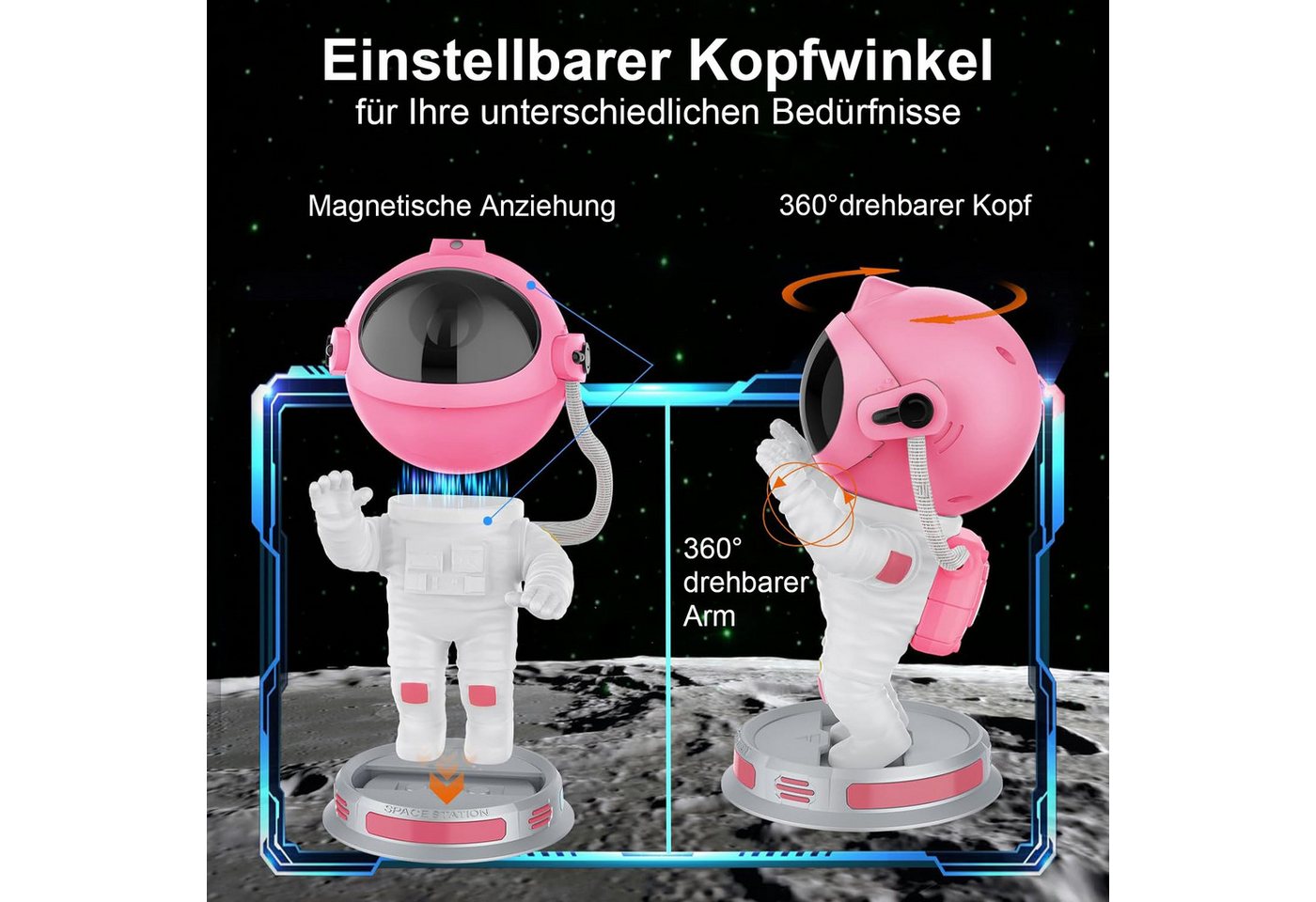 Rosnek LED Nachtlicht Upgraded, Timer, LED-Sternenhimmel für Baby Kinder Erwachsene, LED, 360° verstellbar – Bild 2 von 5