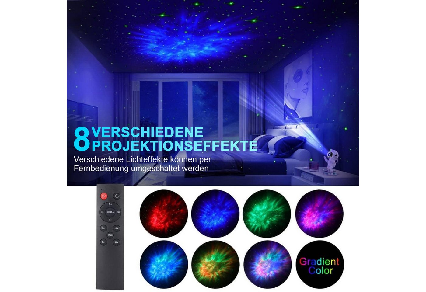 Rosnek LED Nachtlicht Upgraded, Timer, LED-Sternenhimmel für Baby Kinder Erwachsene, LED, 360° verstellbar – Bild 4 von 5