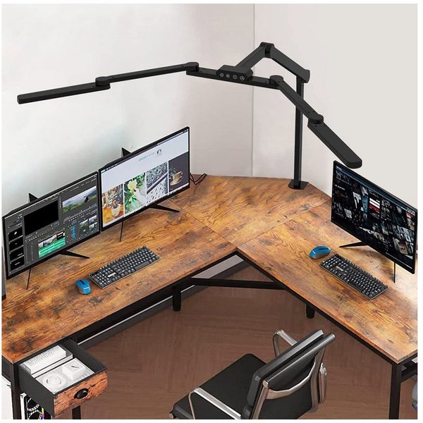 Rosnek LED Tischleuchte 24W, 105 cm, transformierbar, ultrahell, für Architekten Büro Heim, 3000K, 3500K, 4000K, 5000K, 6500K, 5 Farbtemperaturen, mit Klemme Kl
