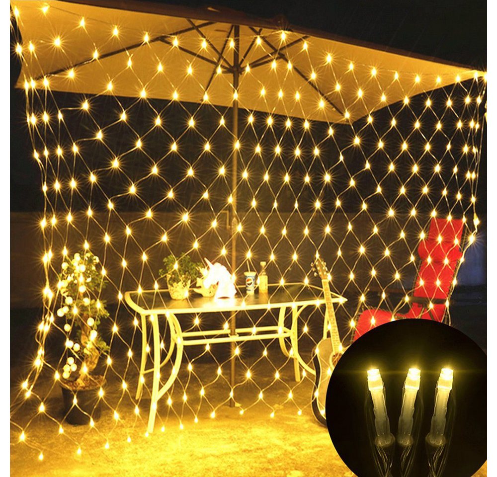 Rosnek Lichternetz Lichtervorhang mit Stecker, 8 Modi, Speicherfunktion, 31V DC, für Büsche Garten Weihnachtsbaum Zimmer Balkon – Bild 2 von 5