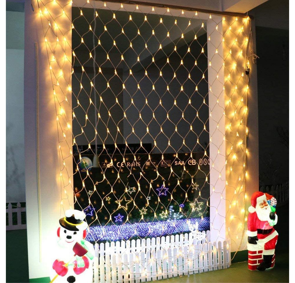 Rosnek Lichternetz Lichtervorhang mit Stecker, 8 Modi, Speicherfunktion, 31V DC, für Büsche Garten Weihnachtsbaum Zimmer Balkon – Bild 4 von 5