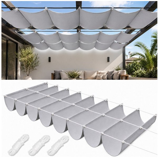 Rosnek Sonnensegel mit Ösen, 95% UV-Schutz, Wasserdicht & Windfest, Wellenförmiges Schattendach für Garten, Terrasse & Balkon