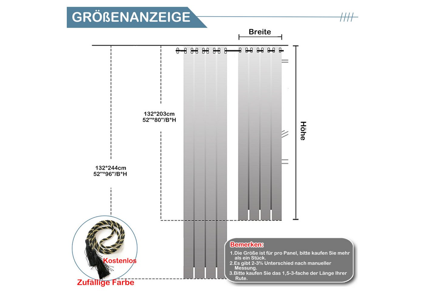 Rosnek Türvorhang Verdunkelung, thermisch isoliert, Öse (1 St), H×B: 203×132, 244×132 – Bild 2 von 5