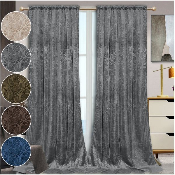 Rosnek Vorhang Luxuriöser, geblümter Samt, für Wohnzimmer Schlafzimmer Deko (2 St), Stangendurchzug, verdunkelnd, H×B: 183×132,213×132,244×132,274×132,304×132
