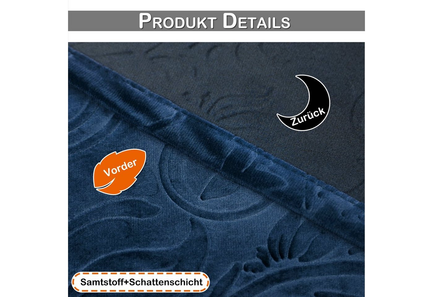 Rosnek Vorhang Luxuriöser, geblümter Samt, für Wohnzimmer Schlafzimmer Deko (2 St), Stangendurchzug, verdunkelnd, H×B: 183×132,213×132,244×132,274×132,304×132 – Bild 2 von 5