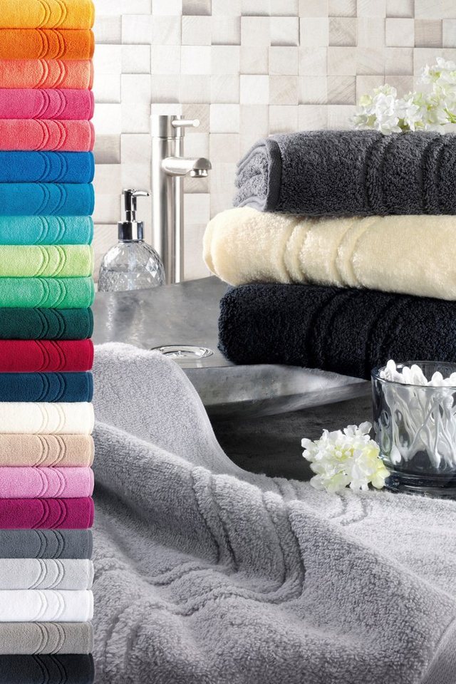 ROSS Duschtuch Cashmere feeling, Frottier (1-St), 100% Baumwolle, mit Wellen-Bordüre, große Farbauswahl – Bild 2 von 4