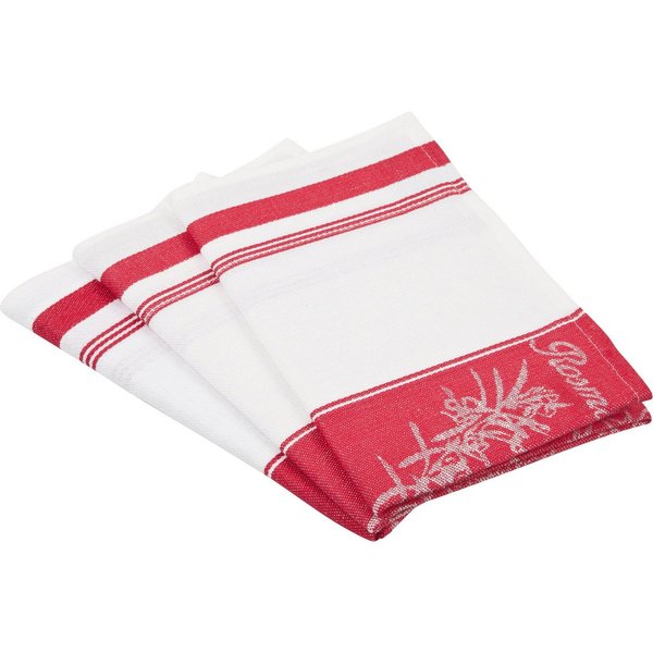 ROSS Geschirrtuch Exclusiv, (Set, 3-tlg), Mittelstreifen mit Kräutern, 50x70 cm