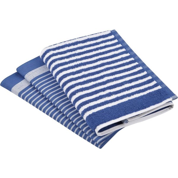ROSS Geschirrtuch Exclusiv, (Set, 3-tlg), 1x Küchen-Frottiertuch 50x50 cm Streifen u. 2x Geschirrtücher 50x70 cm