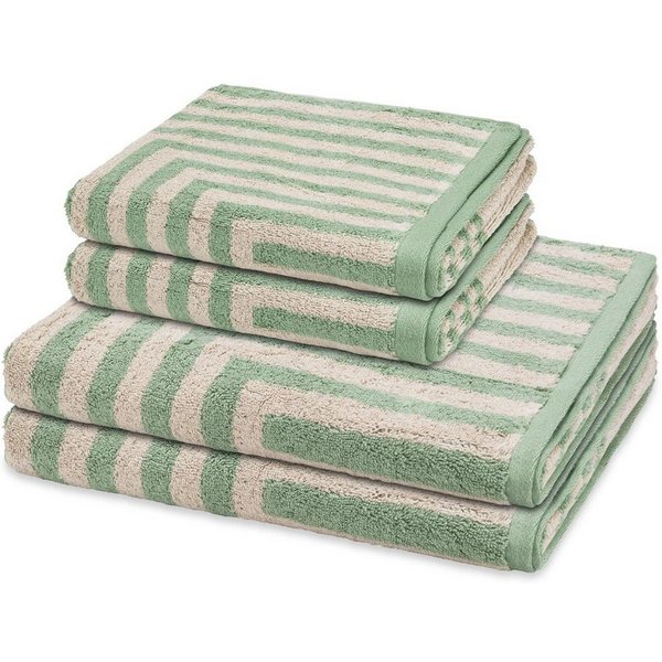 ROSS Handtuch Set Grafik, Frottee (Spar-Set, 4-St), 2 X Handtuch 2 X Duschtuch im Set - Baumwolle - Saugstark