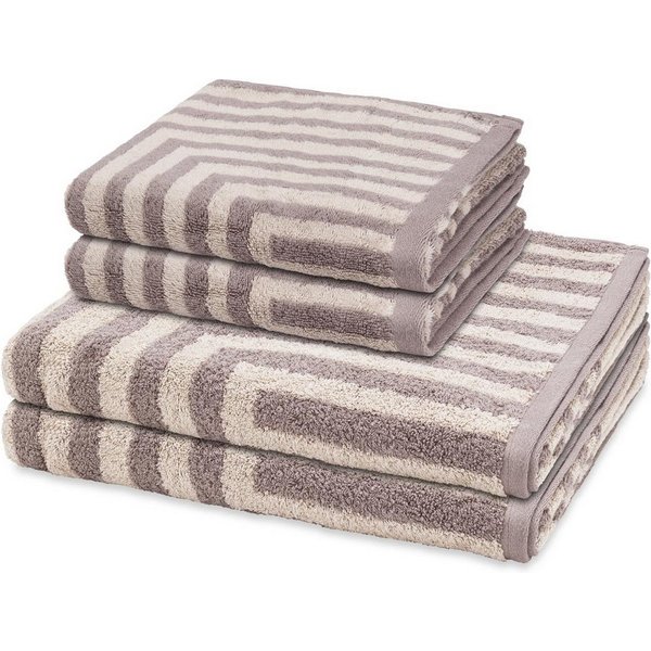 ROSS Handtuch Set Grafik, Frottee (Spar-Set, 4-St), 2 X Handtuch 2 X Duschtuch im Set - Baumwolle - Saugstark
