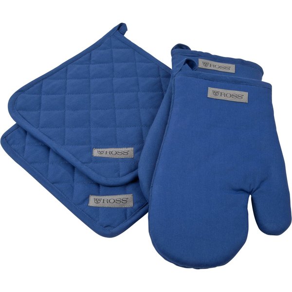ROSS Topflappen Exclusiv, (Set, 4-tlg), 2x Topflappen und 2x Grillhandschuh, 100% Baumwolle