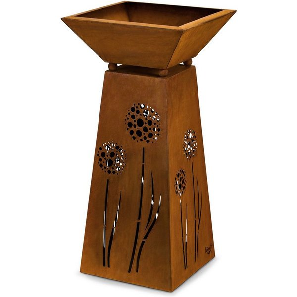 Rostikal Dekosäule Pflanzsäule Edelrost 72 cm mit Pflanzschale – Metall Gartendeko (Set, Set), Konische Metallsäule mit abnehmbarer Schale – wetterfest & standf