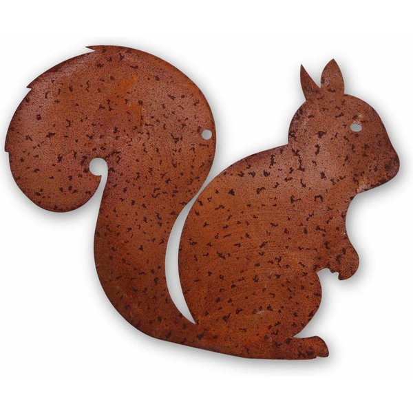 Rostikal Gartenfigur Eichhörnchen Dekofigur Herbstdeko, echter Rost