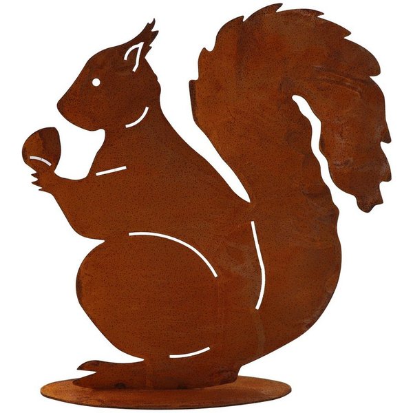 Rostikal Gartenfigur Eichhörnchen Figur Rost Deko, echter Rost