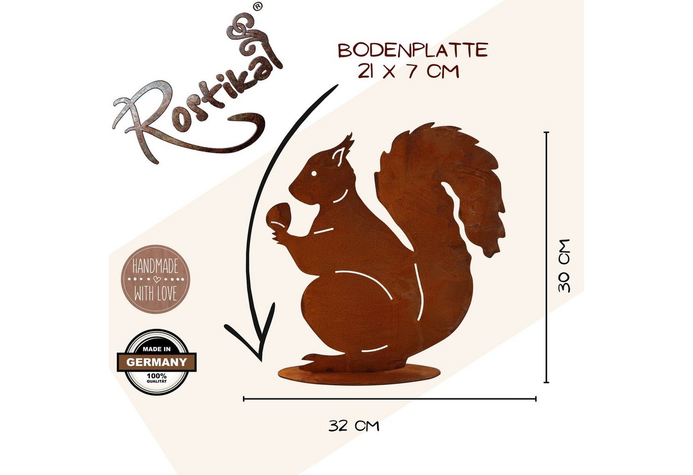 Rostikal Gartenfigur Eichhörnchen Figur Rost Deko, echter Rost – Bild 2 von 5