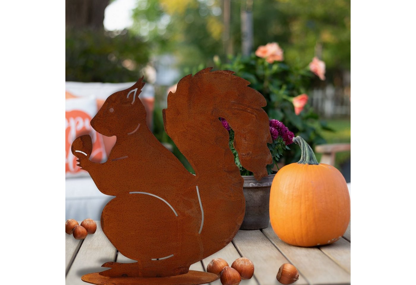 Rostikal Gartenfigur Eichhörnchen Figur Rost Deko, echter Rost – Bild 4 von 5
