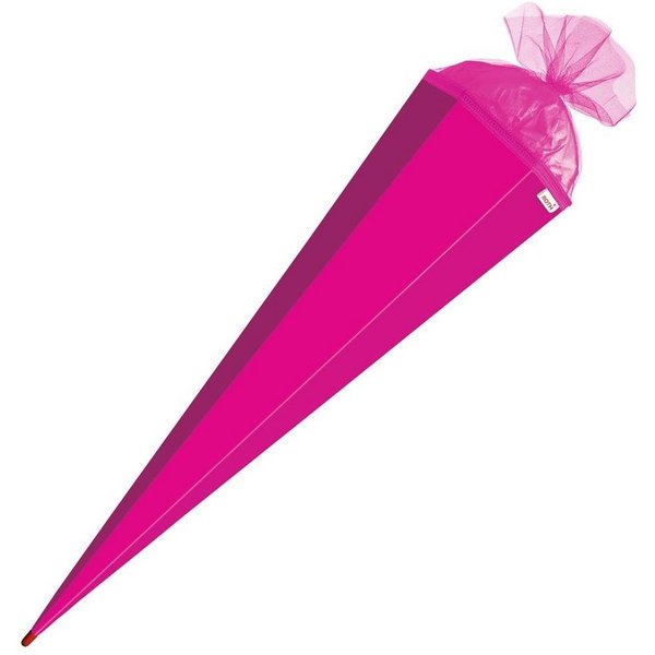Roth Schultüte Basteltüte Pink, 85 cm, eckig, mit Tüllverschluss, Rot(h)-Spitze